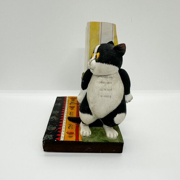 VTG Comic Curious Cats Tuxedo Cat Mouse Watching You Bookend Hide Figurine - Picture 4 of 12